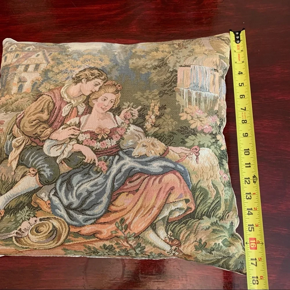Vintage Italian tapestry decorative throw pillow
